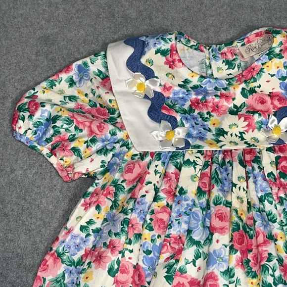 Vintage Rare Editions Floral Dress Size 6X Bib Collar Cottage Easter Shabby - Picture 8 of 9